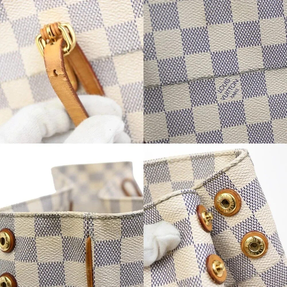 LOUIS VUITTON Cabas PM Shoulder Bag Damier Azur Leather White N41376 72FB897